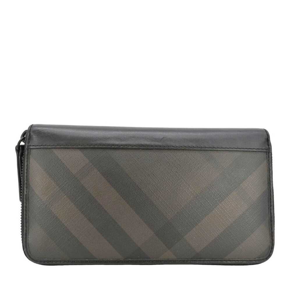 Burberry  Check Canvas Zip Around Wallet Grey